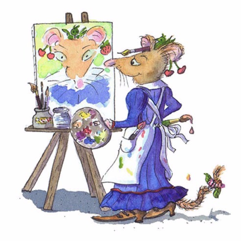 Frau Maus malt Selbstporträt